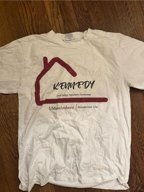 Gildan White Short-Sleeve Tee with Maroon Kennedy House Graphic